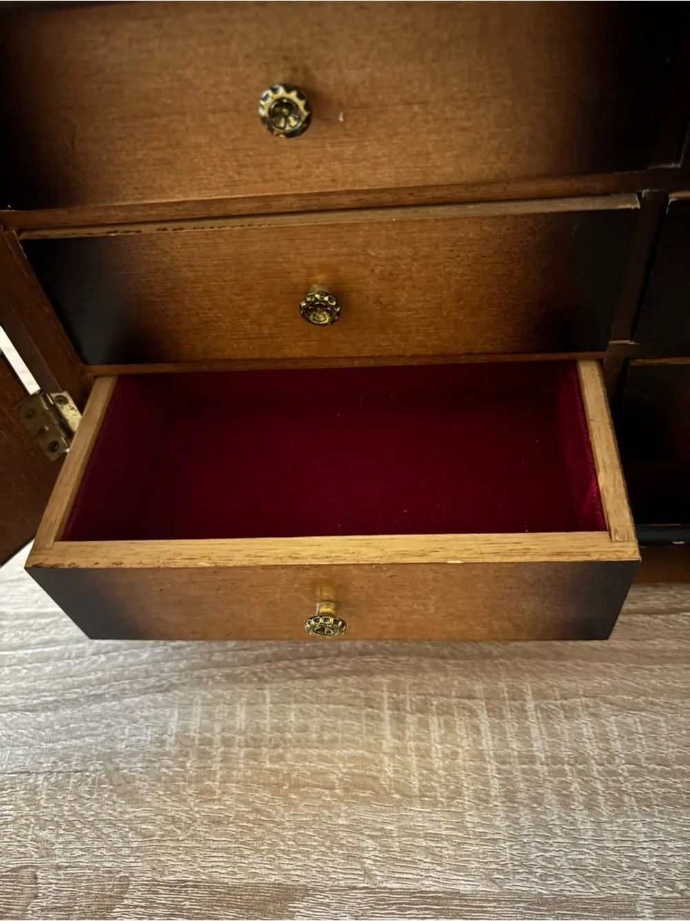 Vintage Sankyo Japan Musical Jewelry Box Wood Chest 6 Drawers Wind-Up Music Box